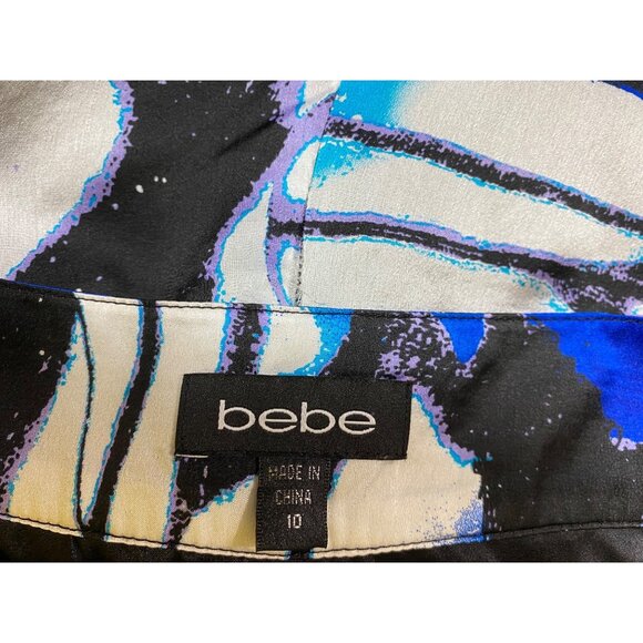 Bebe Abstract Print Silk Blend Shorts Size 10 Sexy Luxury Y2K Summer Beach Cute - Picture 4 of 7